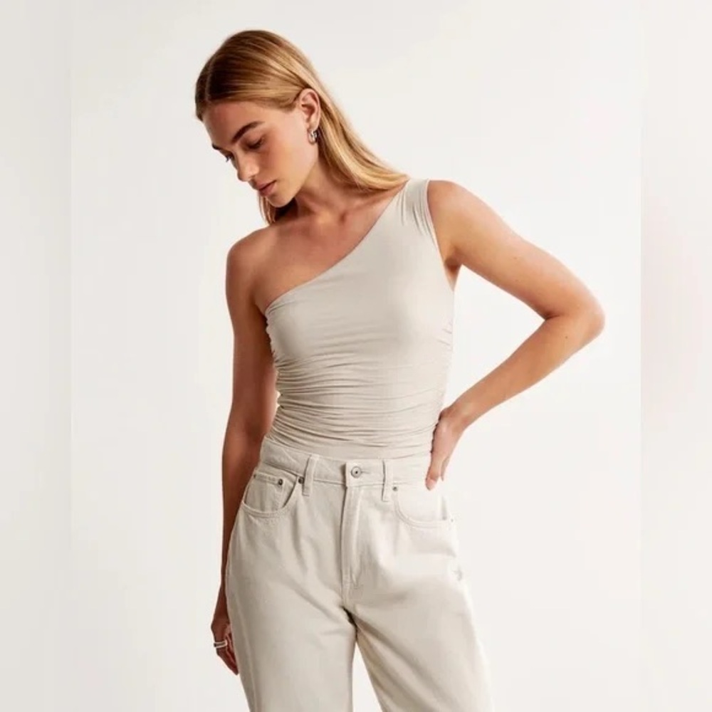 NWOT Asymmetrical Soft Touch Tank Top Beige